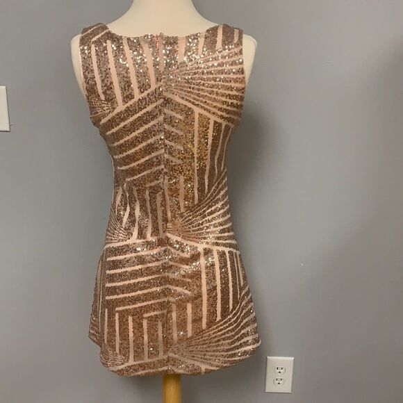 Pink Rose Gold Sequin Holiday Dress Size Small Medium - Picture 6 of 8